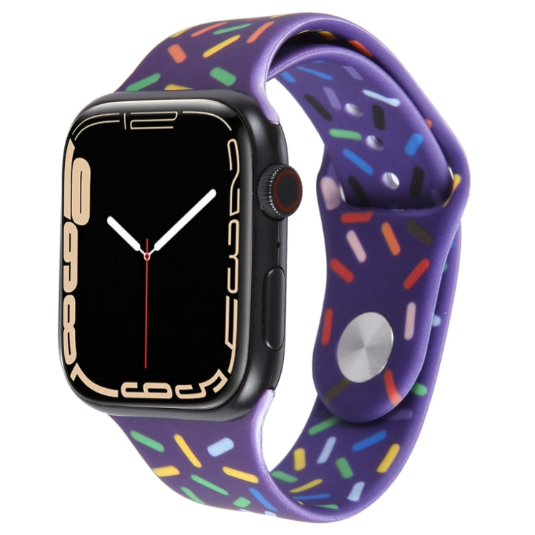 Rainbow Raindrops Silicone Watch Band For Apple Watch 7 41mm(Dark Purple) - Watch Bands by PMC TechLife | Online Shopping South Africa | PMC TechLife