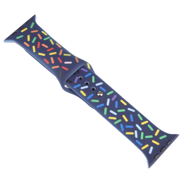 Rainbow Raindrops Silicone Watch Band For Apple Watch 7 45mm(Midnight) - Watch Bands by PMC TechLife | Online Shopping South Africa | PMC TechLife