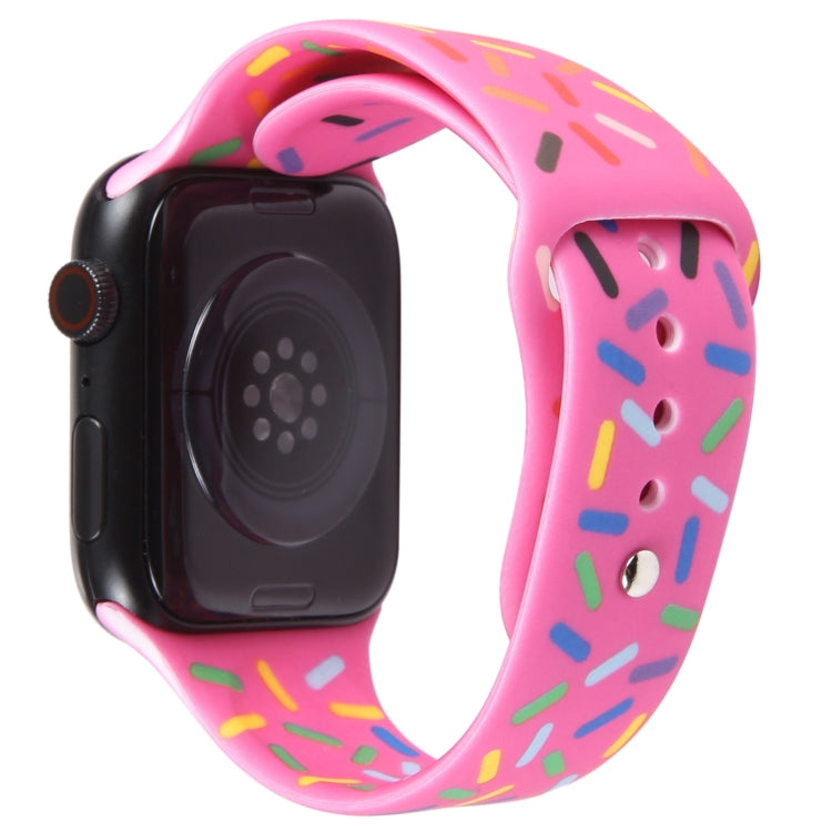 Rainbow Raindrops Silicone Watch Band For Apple Watch 7 45mm(Rose Red) - Watch Bands by PMC Jewellery | Online Shopping South Africa | PMC Jewellery