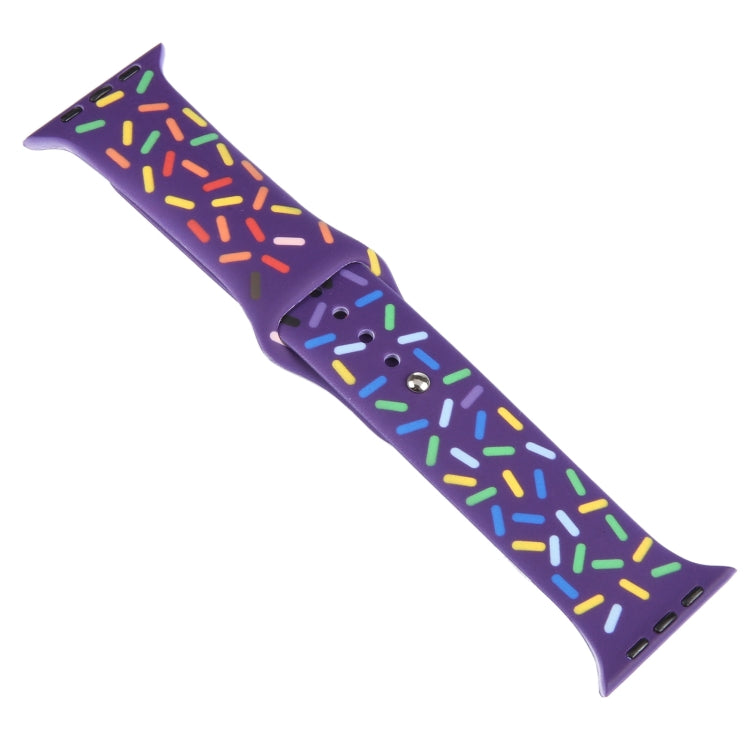 Rainbow Raindrops Silicone Watch Band For Apple Watch 7 45mm(Dark Purple) - Watch Bands by PMC TechLife | Online Shopping South Africa | PMC TechLife