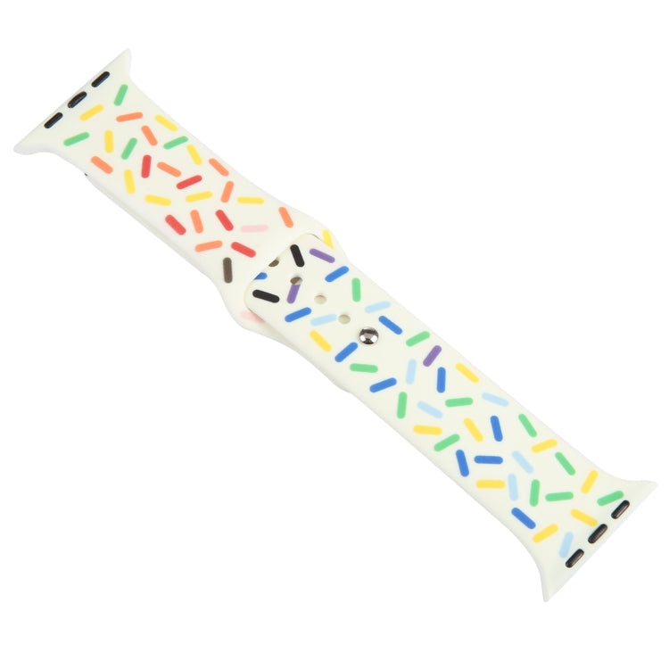 Rainbow Raindrops Silicone Watch Band For Apple Watch 7 45mm(Beige) - Watch Bands by PMC TechLife | Online Shopping South Africa | PMC TechLife