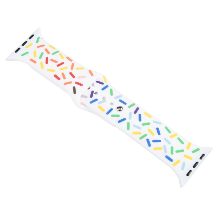 Rainbow Raindrops Silicone Watch Band For Apple Watch SE 2022 44mm(White) - Watch Bands by PMC TechLife | Online Shopping South Africa | PMC TechLife