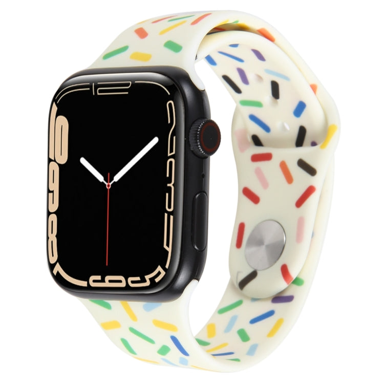 Rainbow Raindrops Silicone Watch Band For Apple Watch SE 2022 44mm(Beige) - Watch Bands by PMC TechLife | Online Shopping South Africa | PMC TechLife