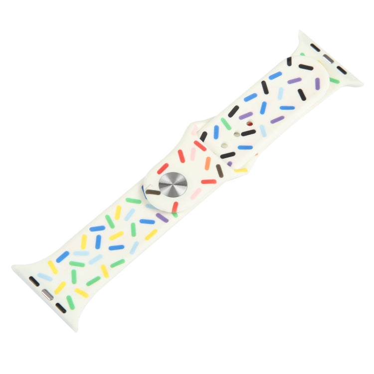 Rainbow Raindrops Silicone Watch Band For Apple Watch SE 2022 44mm(Beige) - Watch Bands by PMC TechLife | Online Shopping South Africa | PMC TechLife