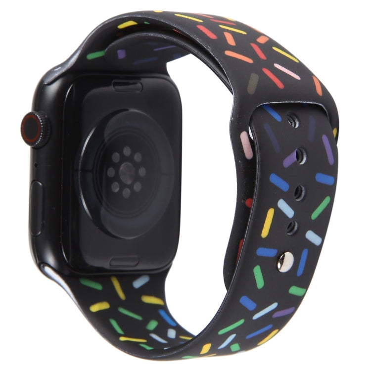Rainbow Raindrops Silicone Watch Band For Apple Watch 6 44mm(Black) - Watch Bands by PMC TechLife | Online Shopping South Africa | PMC TechLife