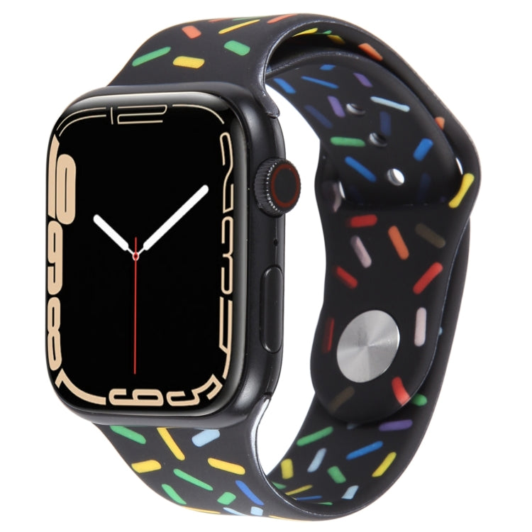 Rainbow Raindrops Silicone Watch Band For Apple Watch 5 40mm(Black) - Watch Bands by PMC TechLife | Online Shopping South Africa | PMC TechLife