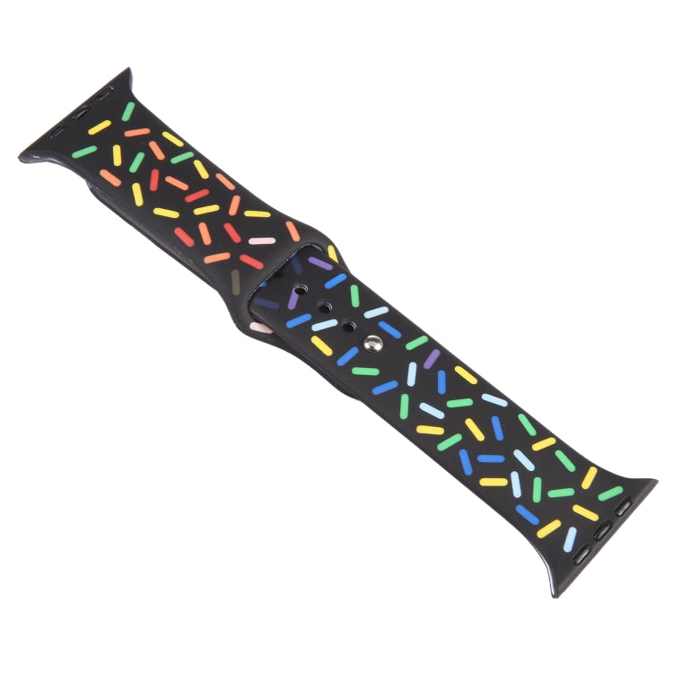 Rainbow Raindrops Silicone Watch Band For Apple Watch 5 40mm(Black) - Watch Bands by PMC TechLife | Online Shopping South Africa | PMC TechLife