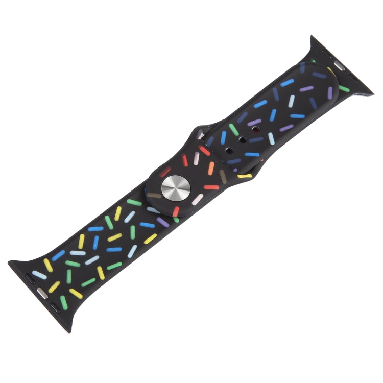 Rainbow Raindrops Silicone Watch Band For Apple Watch 5 40mm(Black) - Watch Bands by PMC TechLife | Online Shopping South Africa | PMC TechLife