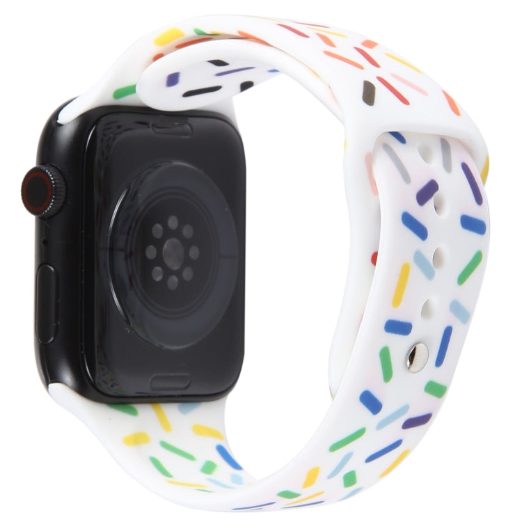 Rainbow Raindrops Silicone Watch Band For Apple Watch 5 44mm(White) - Watch Bands by PMC TechLife | Online Shopping South Africa | PMC TechLife