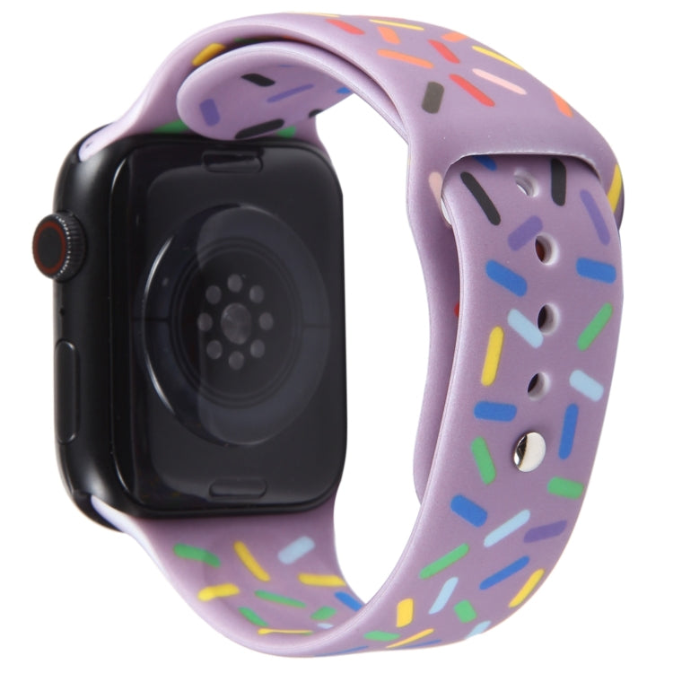 Rainbow Raindrops Silicone Watch Band For Apple Watch 5 44mm(Light Purple) - Watch Bands by PMC TechLife | Online Shopping South Africa | PMC TechLife