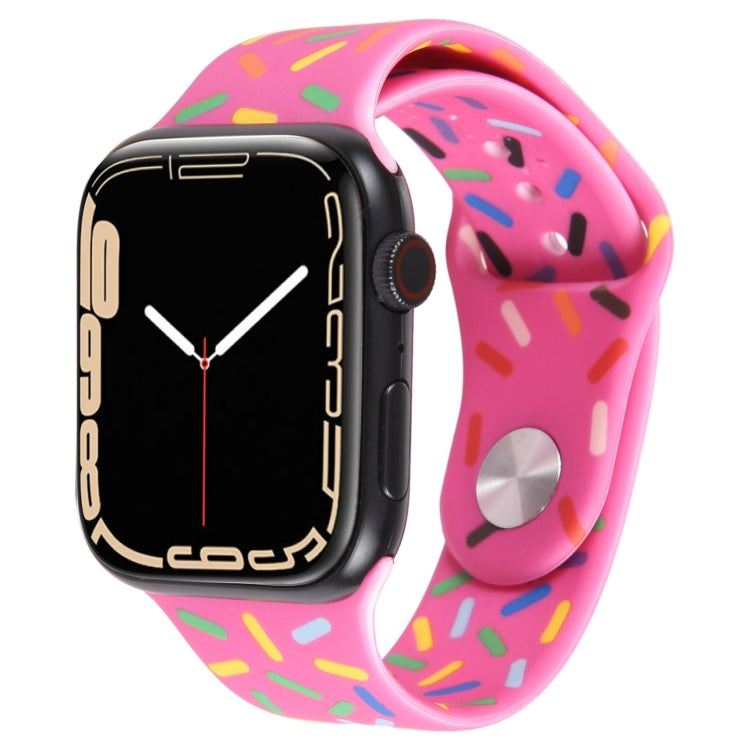 Rainbow Raindrops Silicone Watch Band For Apple Watch 5 44mm(Rose Red) - Watch Bands by PMC TechLife | Online Shopping South Africa | PMC TechLife