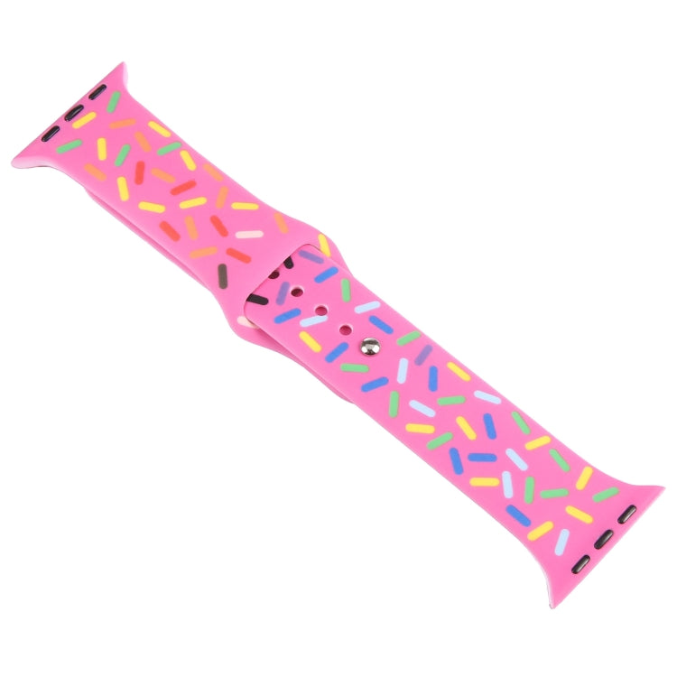 Rainbow Raindrops Silicone Watch Band For Apple Watch 5 44mm(Rose Red) - Watch Bands by PMC TechLife | Online Shopping South Africa | PMC TechLife