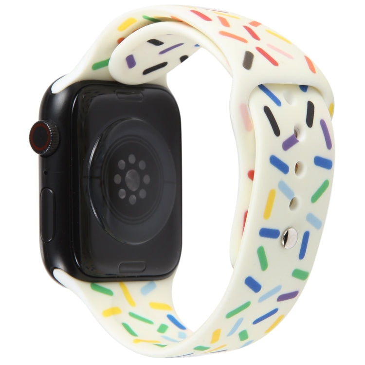 Rainbow Raindrops Silicone Watch Band For Apple Watch 5 44mm(Beige) - Watch Bands by PMC TechLife | Online Shopping South Africa | PMC TechLife