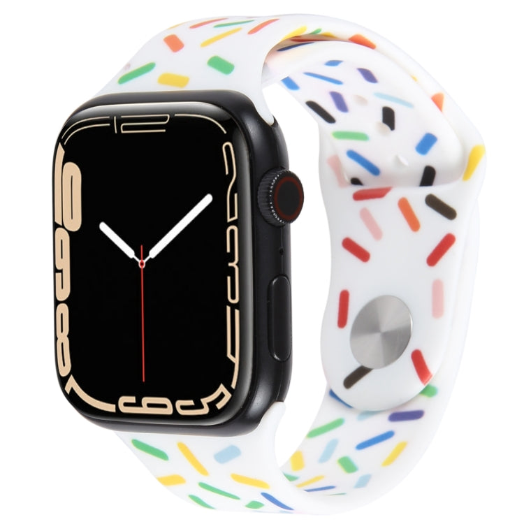 Rainbow Raindrops Silicone Watch Band For Apple Watch 4 44mm(White) - Watch Bands by PMC TechLife | Online Shopping South Africa | PMC TechLife