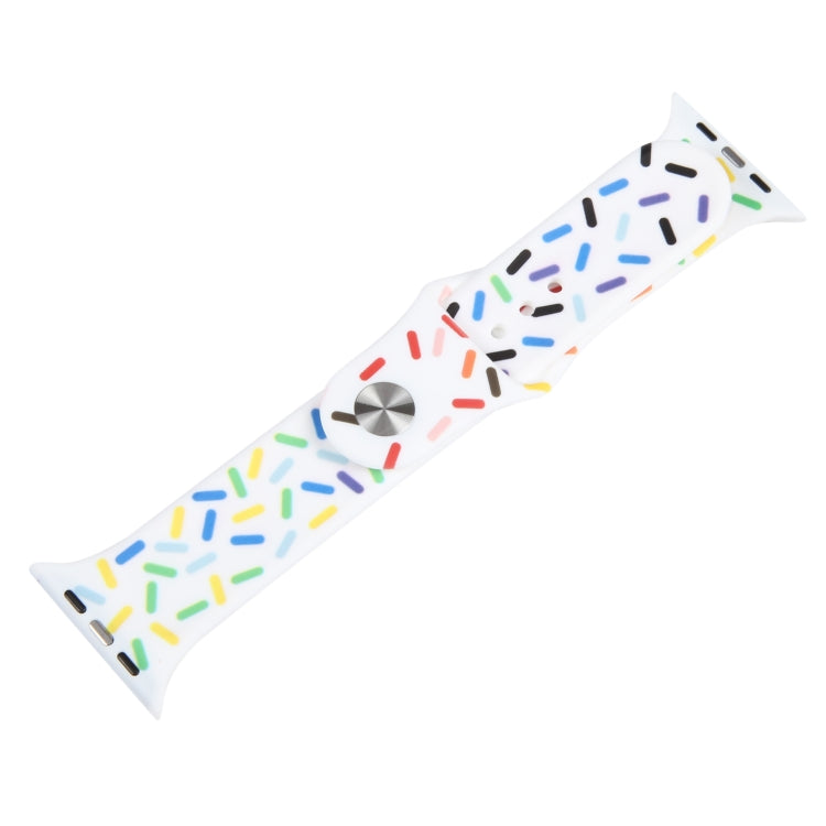 Rainbow Raindrops Silicone Watch Band For Apple Watch 3 42mm(White) - Watch Bands by PMC TechLife | Online Shopping South Africa | PMC TechLife