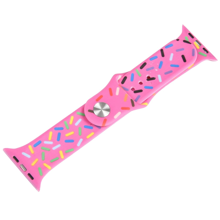Rainbow Raindrops Silicone Watch Band For Apple Watch 38mm(Rose Red) - Watch Bands by PMC TechLife | Online Shopping South Africa | PMC TechLife