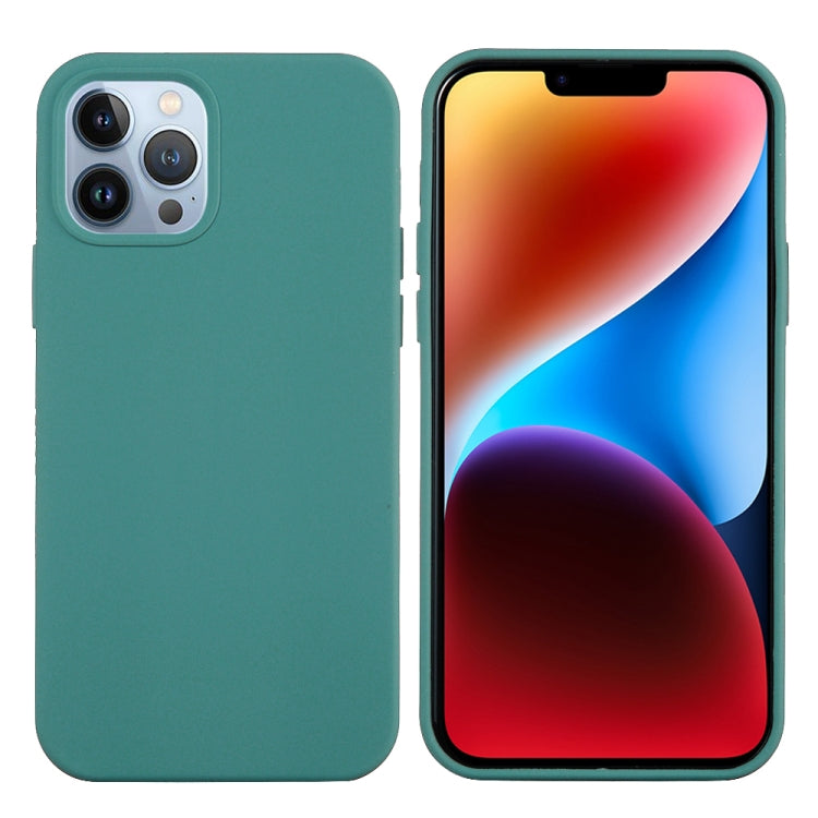 For iPhone 15 Pro Max Solid Color Silicone Phone Case(Pine Needle Green) - iPhone 15 Pro Max Cases by PMC TechLife | Online Shopping South Africa | PMC TechLife