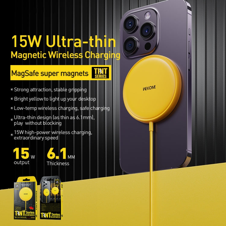 WK WP-U166 15W Magnetic Wireless Charger(Yellow) - Wireless Charger by WK | Online Shopping South Africa | PMC TechLife | Buy Now Pay Later Mobicred