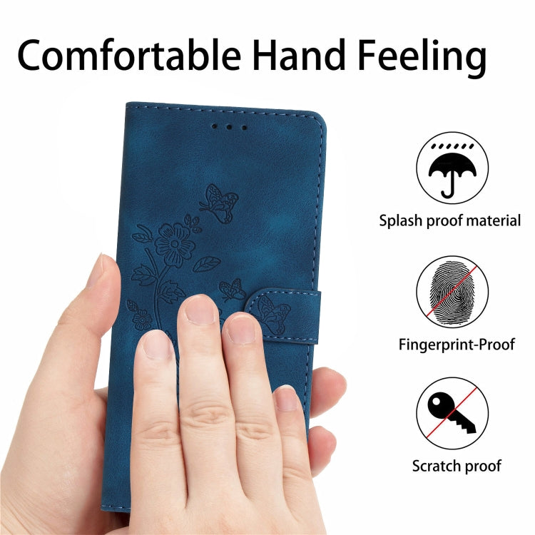 For TCL 405 / 406 / 408 Flower Butterfly Embossing Pattern Leather Phone Case(Blue) - free shipping - PMC TechLife - Order now!