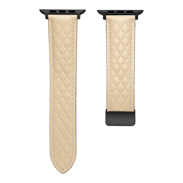 For Apple Watch 4 40mm Folding Buckle Rhombus Leather Watch Band(Starlight) - Watch Bands by PMC TechLife | Online Shopping South Africa | PMC TechLife