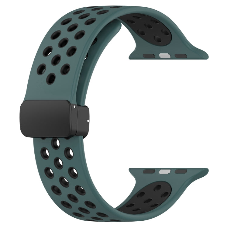 For Apple Watch 7 41mm Magnetic Buckle Silicone Watch Band(Olive Black) - Watch Bands by PMC TechLife | Online Shopping South Africa | PMC TechLife
