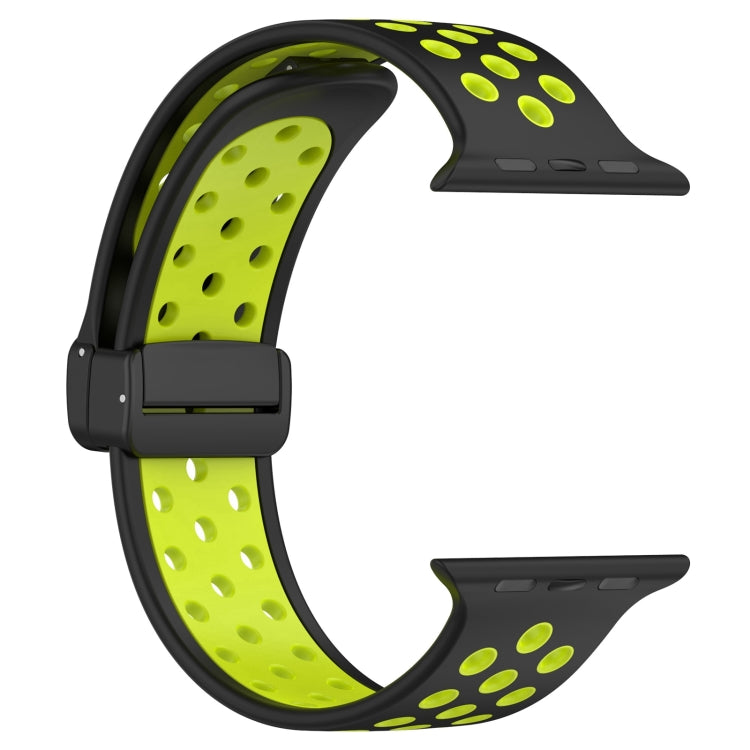 For Apple Watch SE 44mm Magnetic Buckle Silicone Watch Band(Black Limes) - Watch Bands by PMC Jewellery | Online Shopping South Africa | PMC Jewellery