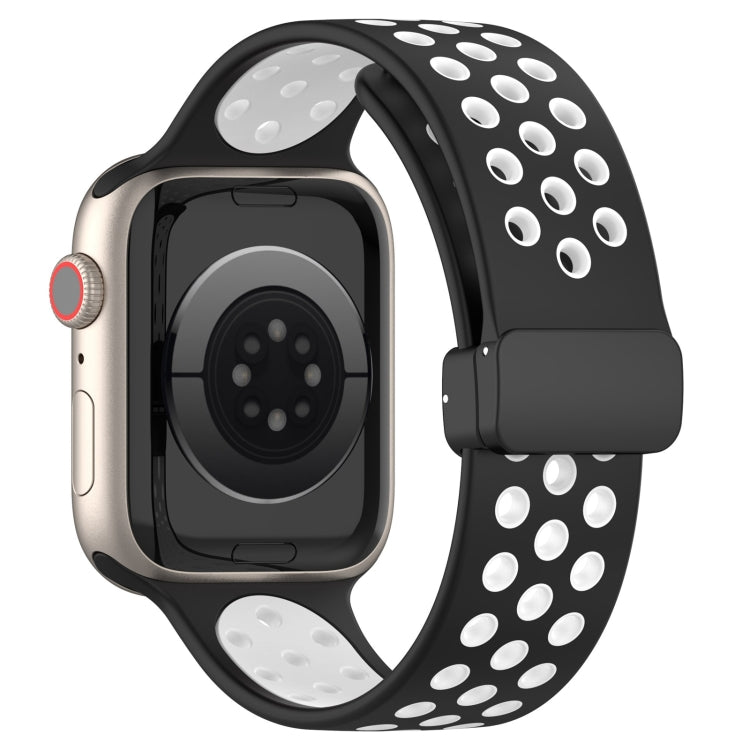 For Apple Watch 5 40mm Magnetic Buckle Silicone Watch Band(Black White) - Watch Bands by PMC TechLife | Online Shopping South Africa | PMC TechLife