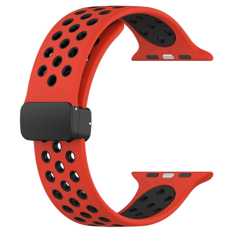 For Apple Watch 4 40mm Magnetic Buckle Silicone Watch Band(Red Black) - Watch Bands by PMC TechLife | Online Shopping South Africa | PMC TechLife