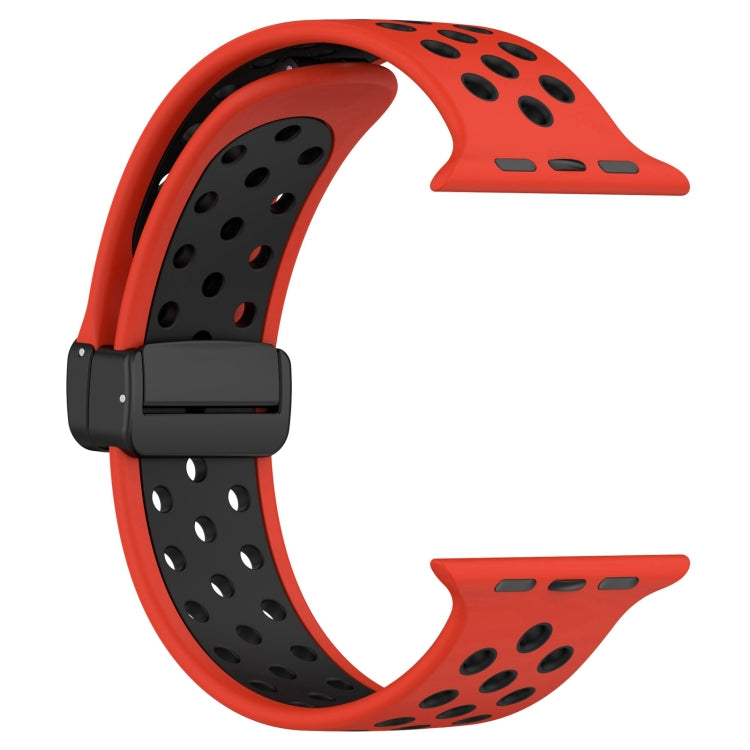 For Apple Watch 4 40mm Magnetic Buckle Silicone Watch Band(Red Black) - Watch Bands by PMC TechLife | Online Shopping South Africa | PMC TechLife