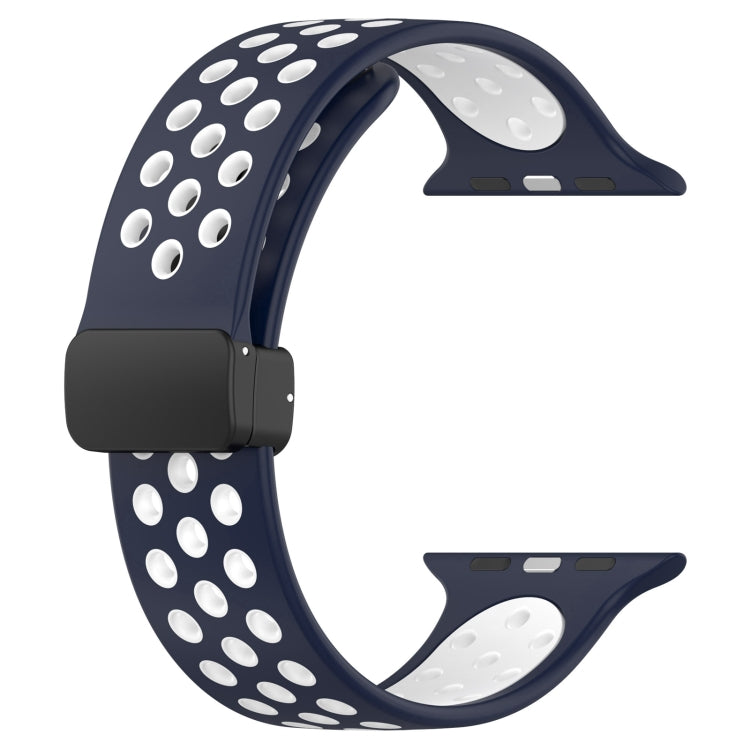 For Apple Watch 3 38mm Magnetic Buckle Silicone Watch Band(Navy White) - Watch Bands by PMC TechLife | Online Shopping South Africa | PMC TechLife