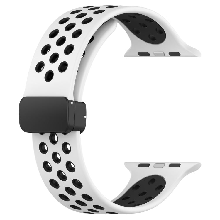 For Apple Watch 3 42mm Magnetic Buckle Silicone Watch Band(White Black) - Watch Bands by PMC TechLife | Online Shopping South Africa | PMC TechLife