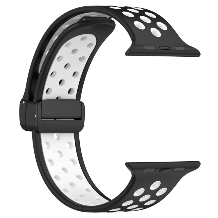 For Apple Watch 2 42mm Magnetic Buckle Silicone Watch Band(Black White) - Watch Bands by PMC TechLife | Online Shopping South Africa | PMC TechLife