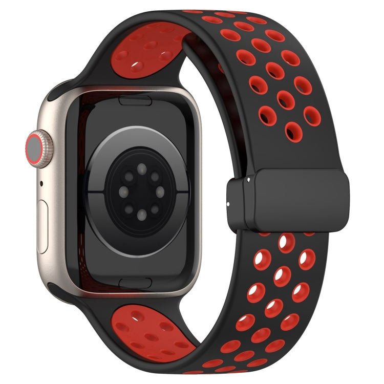 For Apple Watch 2 38mm Magnetic Buckle Silicone Watch Band(Black Red) - Watch Bands by PMC TechLife | Online Shopping South Africa | PMC TechLife