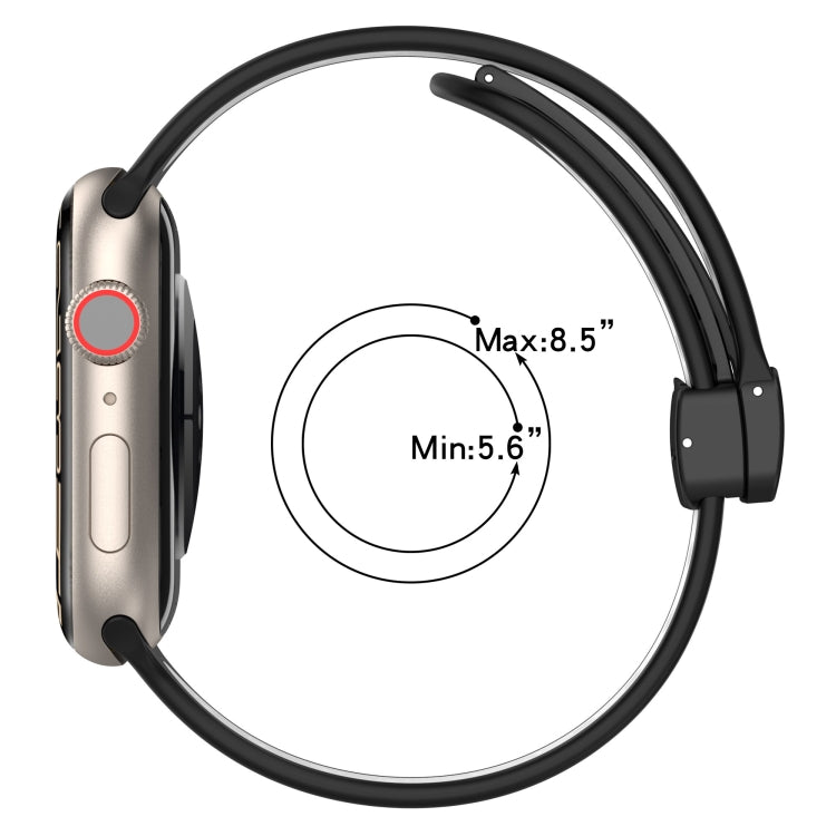 For Apple Watch 2 42mm Magnetic Buckle Silicone Watch Band(Navy White) - Watch Bands by PMC TechLife | Online Shopping South Africa | PMC TechLife