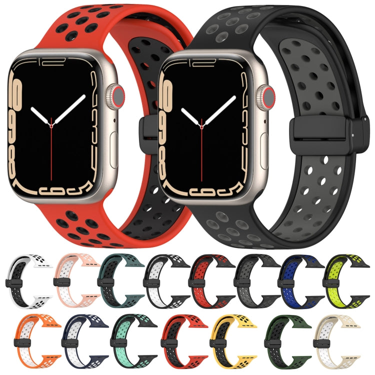 For Apple Watch 8 41mm Magnetic Buckle Silicone Watch Band(Olive Black) - Watch Bands by PMC TechLife | Online Shopping South Africa | PMC TechLife