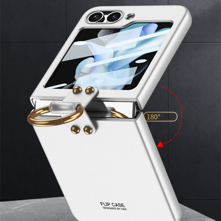 For Samsung Galaxy Z Flip5 GKK Ultra-thin PC Full Coverage Phone Case with Ring Holder / Tempered Film(Silver) - free shipping - PMC TechLife - Order now!