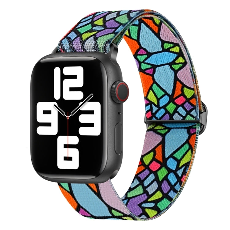 For Apple Watch SE 2023 44mm Painted Pattern Nylon Replacement Watch Band(Geometric Rainbow) - Watch Bands by PMC TechLife | Online Shopping South Africa | PMC TechLife