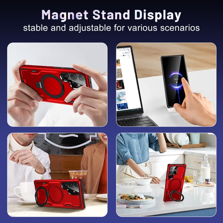 For Samsung Galaxy S23 5G Patronus MagSafe Magnetic Holder Phone Case(Red) - free shipping - PMC TechLife - Order now!