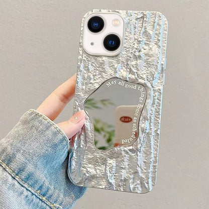 For iPhone 14 Embossed Rock Texture Mirror TPU Phone Case(Space Silver) - iPhone 14 Cases by PMC Jewellery | Online Shopping South Africa | PMC Jewellery