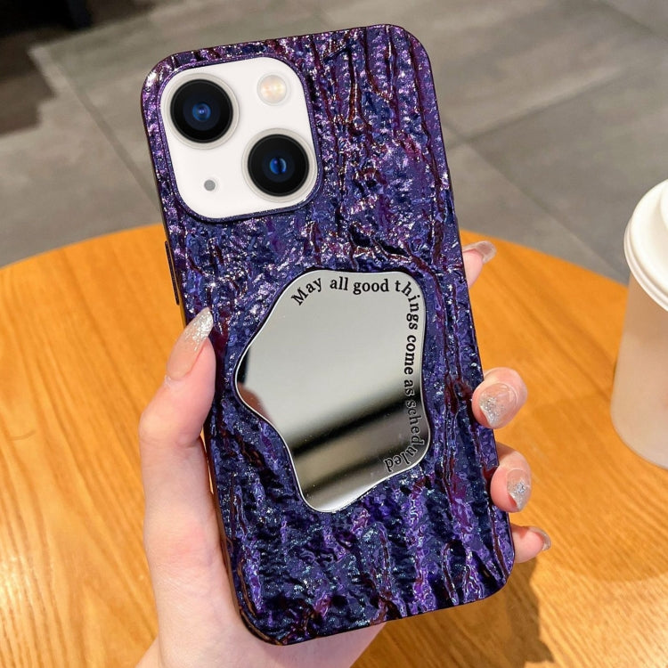 For iPhone 13 Embossed Rock Texture Mirror TPU Phone Case(Deep Purple) - iPhone 13 Cases by PMC Jewellery | Online Shopping South Africa | PMC Jewellery