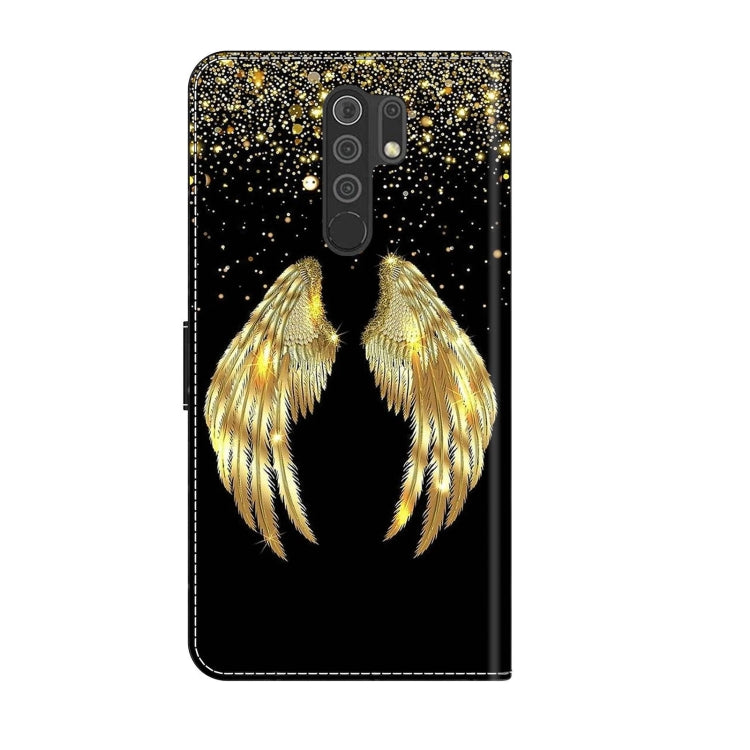 For Xiaomi Redmi 9 Crystal 3D Shockproof Protective Leather Phone Case(Golden Wings) - Xiaomi Cases by PMC Jewellery | Online Shopping South Africa | PMC Jewellery