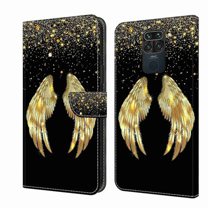 For Xiaomi Redmi Note 9 Crystal 3D Shockproof Protective Leather Phone Case(Golden Wings) - Xiaomi Cases by PMC Jewellery | Online Shopping South Africa | PMC Jewellery