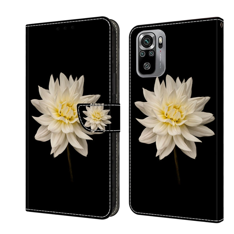 For Xiaomi Redmi Note 10 4G Crystal 3D Shockproof Protective Leather Phone Case(White Flower) - Xiaomi Cases by PMC Jewellery | Online Shopping South Africa | PMC Jewellery