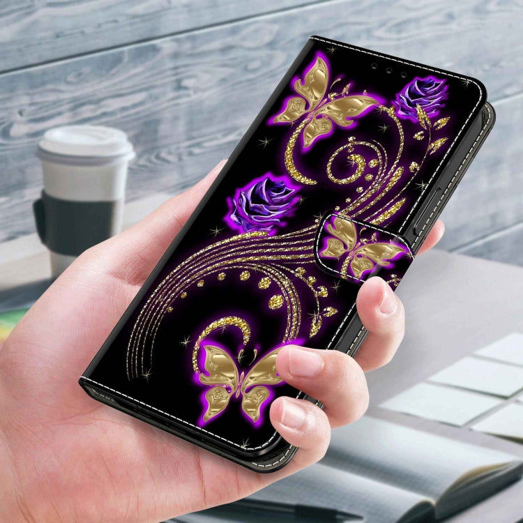 For Xiaomi Redmi Note 10 4G Crystal 3D Shockproof Protective Leather Phone Case(Purple Flower Butterfly) - Xiaomi Cases by PMC Jewellery | Online Shopping South Africa | PMC Jewellery