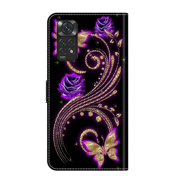 For Xiaomi Redmi Note 11 Global Crystal 3D Shockproof Protective Leather Phone Case(Purple Flower Butterfly) - Xiaomi Cases by PMC Jewellery | Online Shopping South Africa | PMC Jewellery