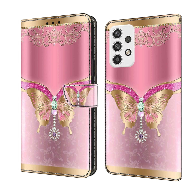 For Samsung Galaxy A23 5G Crystal 3D Shockproof Protective Leather Phone Case(Pink Bottom Butterfly) - free shipping - PMC TechLife - Order now!