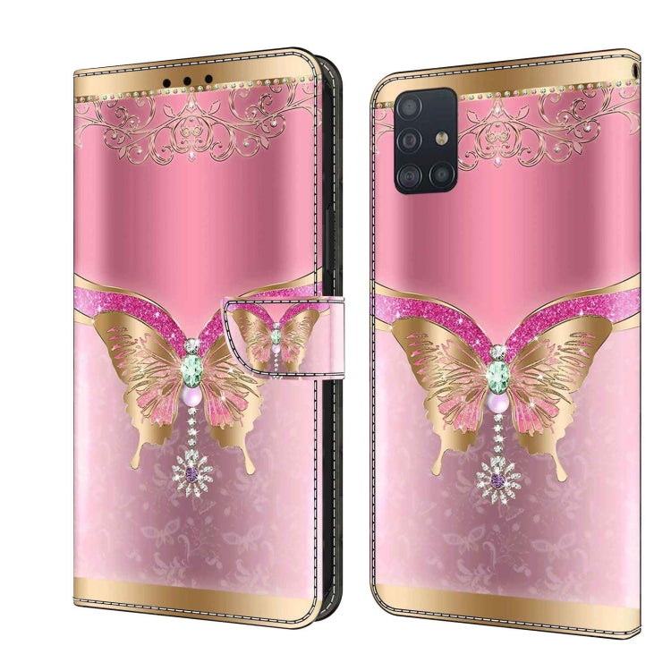 For Samsung Galaxy A51 4G Crystal 3D Shockproof Protective Leather Phone Case(Pink Bottom Butterfly) - free shipping - PMC TechLife - Order now!
