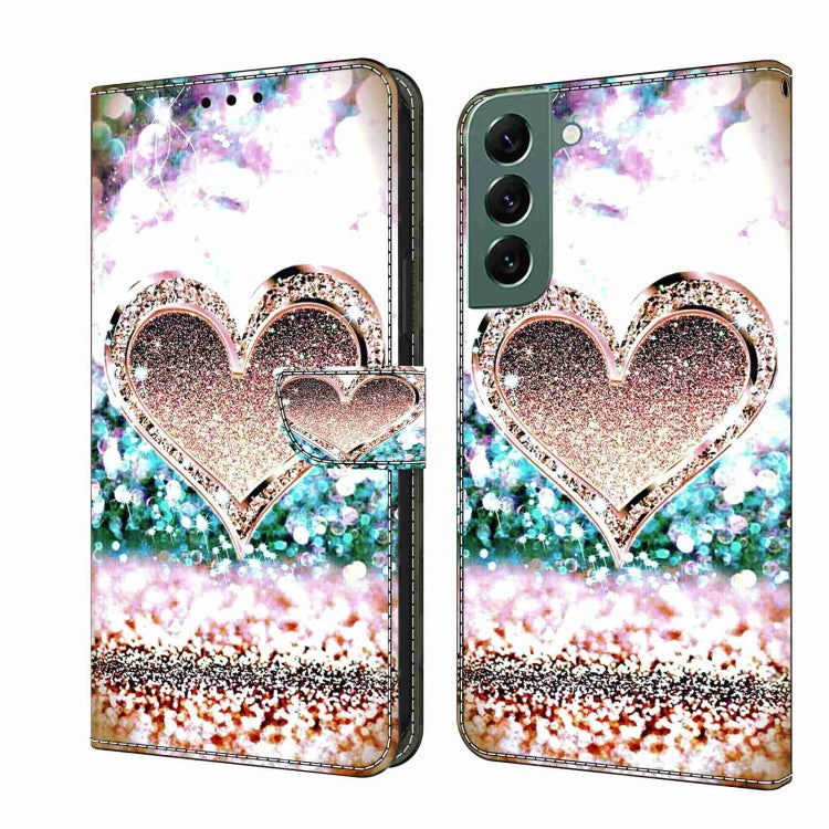 For Samsung Galaxy S22+ Crystal 3D Shockproof Protective Leather Phone Case(Pink Diamond Heart) - free shipping - PMC TechLife - Order now!