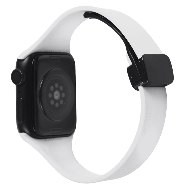 For Apple Watch 8 41mm Magnetic Buckle Slim Silicone Watch Band(White) - Watch Bands by PMC TechLife | Online Shopping South Africa | PMC TechLife