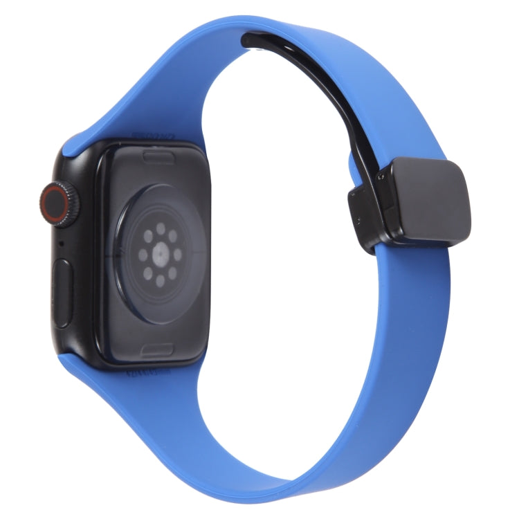 For Apple Watch 7 41mm Magnetic Buckle Slim Silicone Watch Band(Royal Blue) - Watch Bands by PMC Jewellery | Online Shopping South Africa | PMC Jewellery